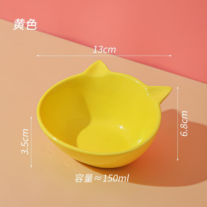 Macaron cat bowl ceramic pet bowl cat bowl dog bowl cat bowl with angled mouth for neck protection ceramic snack bowl water bowl