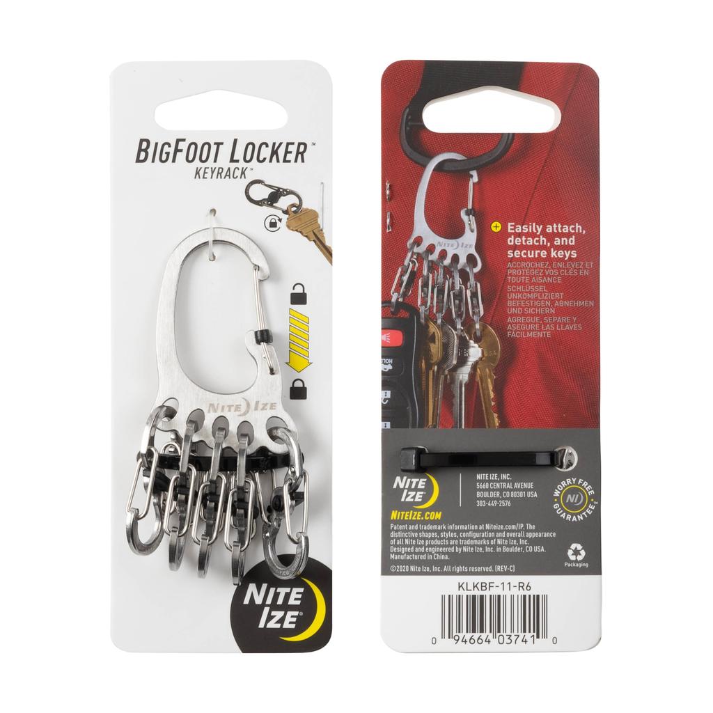 NITEIZE Stainless Steel BigFoot Locker Carabiner Key Holder with Lock - D-Shaped All 3 Colors(Official Japan Product)