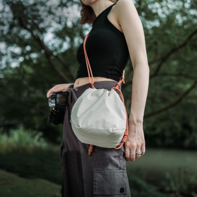 Camera Bag Camera Case Drawstring Soft Camera Bag with Adjustable Strap Vintage DSLR Lens Case Gadget for Travel