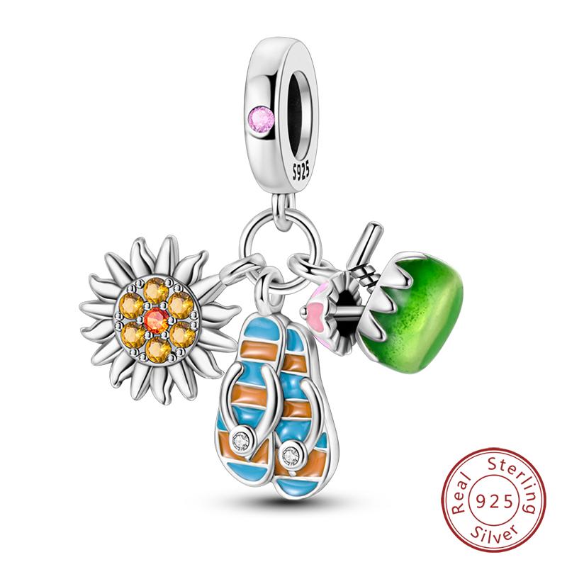 New Copper Moon Mermaid Turtle Coral Shell Hummingbird Charms Beads Fit Qikaola Bracelets Exquisite Diy Jewelry