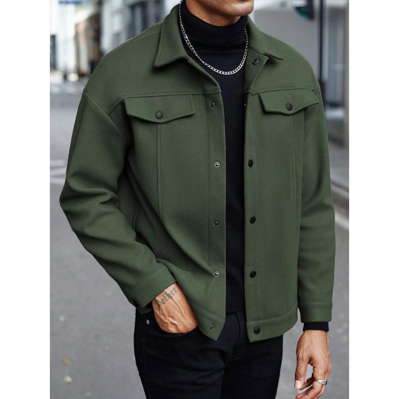 Autumn New Men Woolen Jacket With Turn-Down Collar Casual Sports And Business Wear