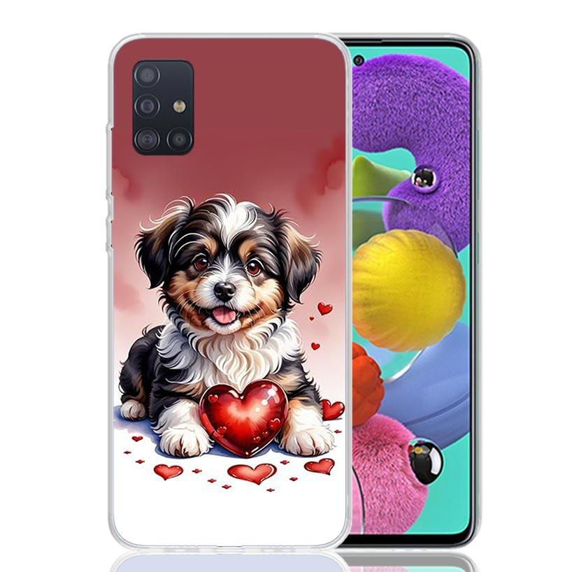 Lovely Puppy Heart Dogs Phone Case For Samsung Galaxy A52 A32 A22 A12 A02S A50S A30S A51 A31 AA71 Note 20 Ultra 10 S10 Plus Gala