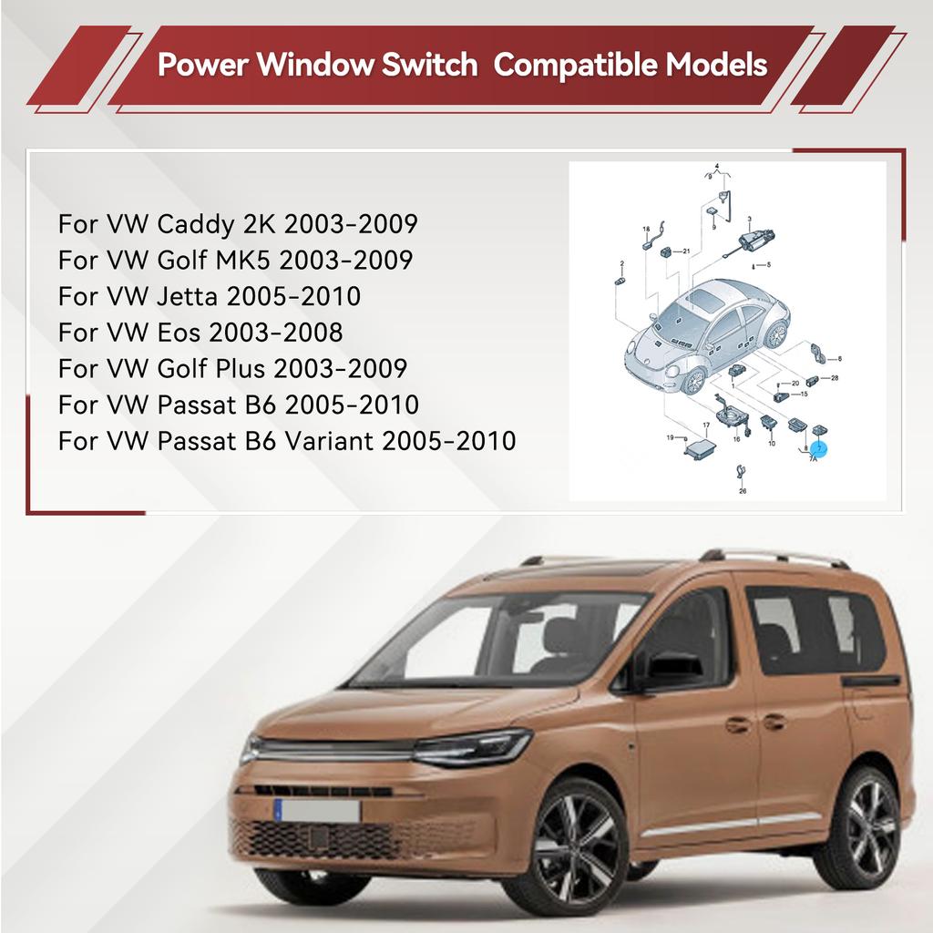 Electric Door Window Switch Button Driver Side For VW Golf MK5 Caddy 2K Passat B6 Jetta Eos Seat Ibiza Leon 2K0959857 1K3959857A
