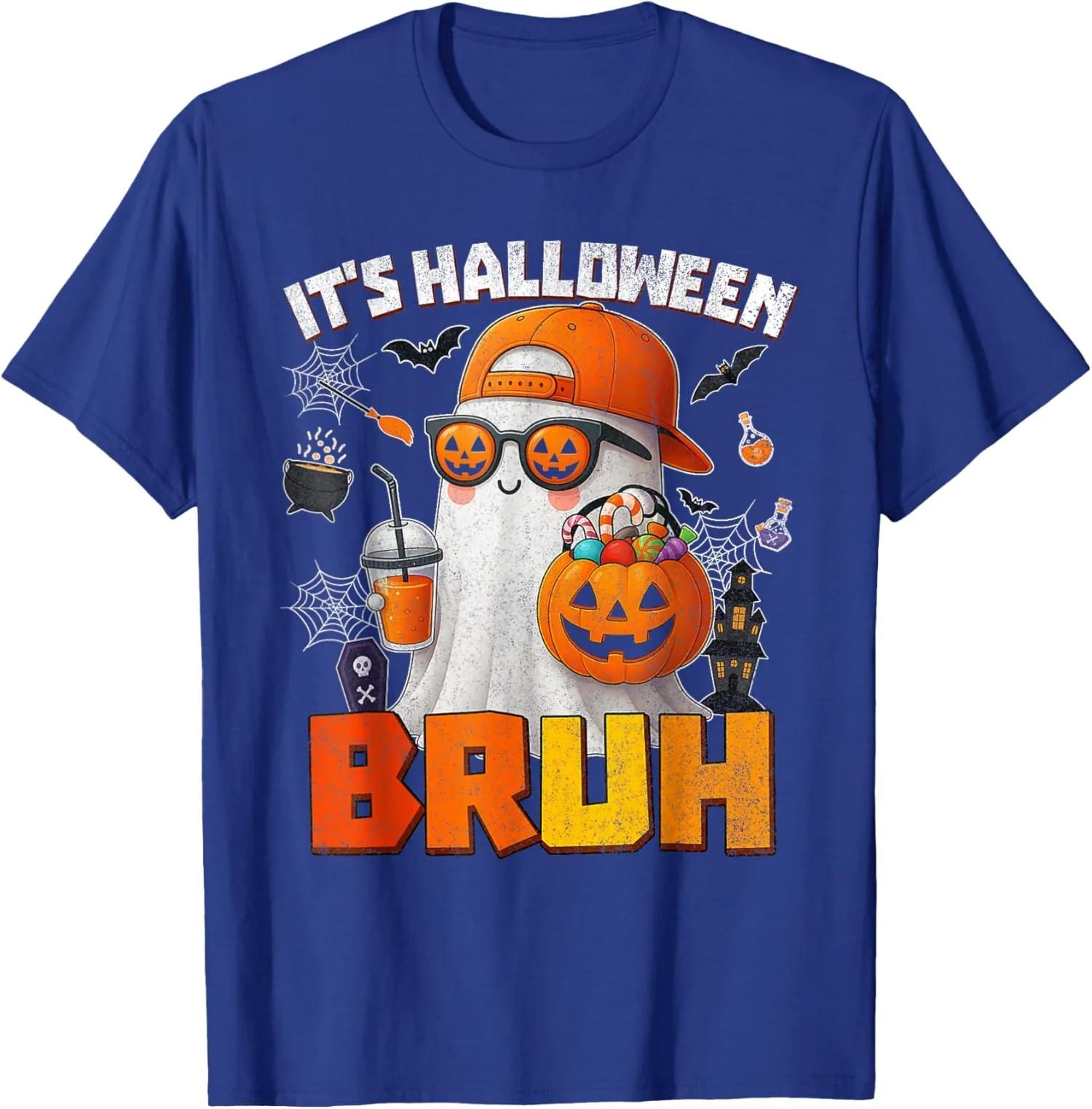 Cool Ghost Bruh Halloween Pumpkin Drink Graphic Tee Unisex Women Unisex Cotton TShirt S