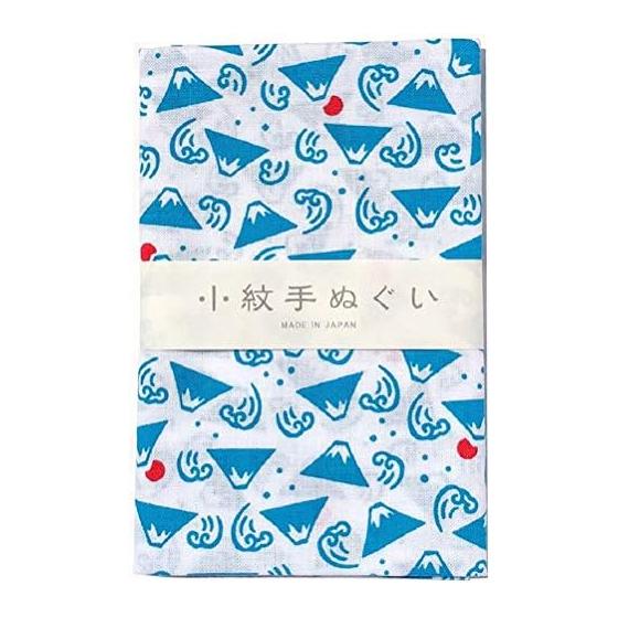 Miyamoto Towel - Japanese Tenugui Hand Towel, Small Patterned Traditional Japanese Design, Izumi Koubai, 33x90cm, Mt. Fuji