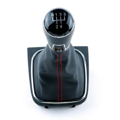 5 / 6 ātrumu pārnesumu pārslēgšanas sviras rokturis un manžetes melnas ādas komplekts VW Golf 5 6 Jetta V VI Scirocco