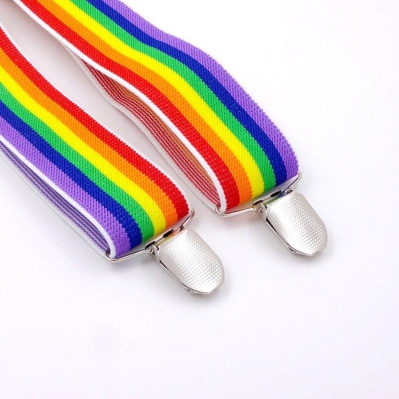 Fashionable Rainbow Braces and Striped Bowtie Set Perfect for Birthday Wedding Formal and Casual Occasion