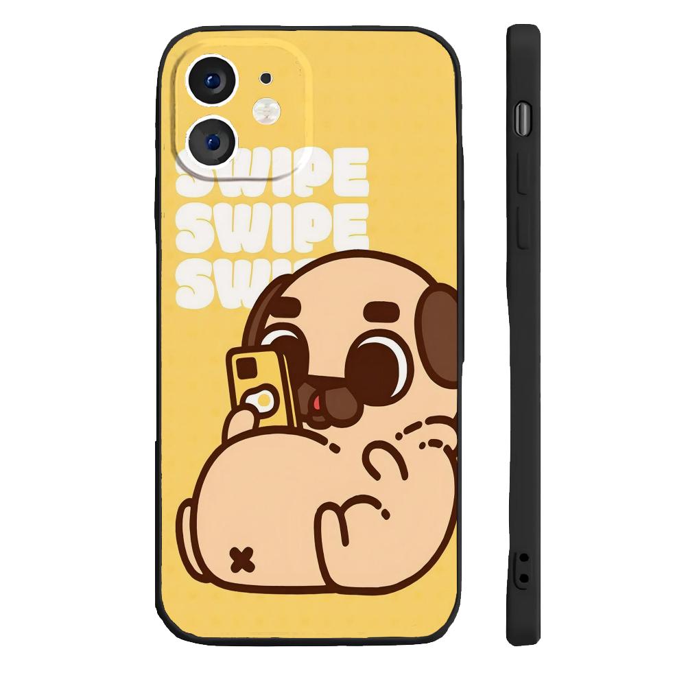 P-Puglie Dog Pug Phone Case Silicone Soft For IPhone 16 15 14 13 12 11 Plus Pro Max Plus