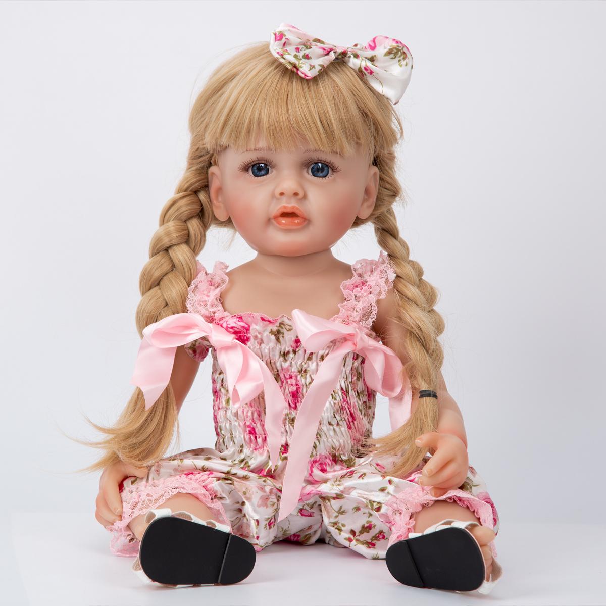 

55 CM Reborn Baby Dolls Full Body силіконова водонепроникна лялька для маленьких дівчаток Принцеса Бетті Реалістична м’яка на дотик для подарунка на день народження дитини 55 cm синій