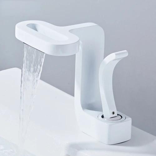 

Creativity Bathroom Mixer Tap Waterfall Style Basin Faucet Hot and Cold Water Tap Bath Solid Brass Deck Mounted Torneiras