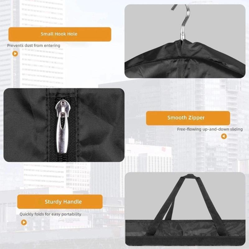 Garment Cover for Closet Organization, Breathable Hanging Storage Bag with Zippered Design and Carry Hooks for Gowns, Dresses, Dust Protections 2PCS