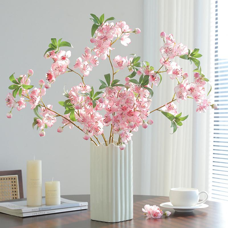 Simulation Cherry Blossom Long Branch 2 Fork Peach Blossom Branch Wedding Decoration Landscaping Ornaments Artificial Flowers