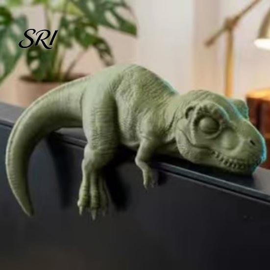 Dinosaur Ornament Funny Ornaments, Decorative Lying Figurine, 3D Cabinet Edge Decor Computer Monitor for Home Office Dino Decoration