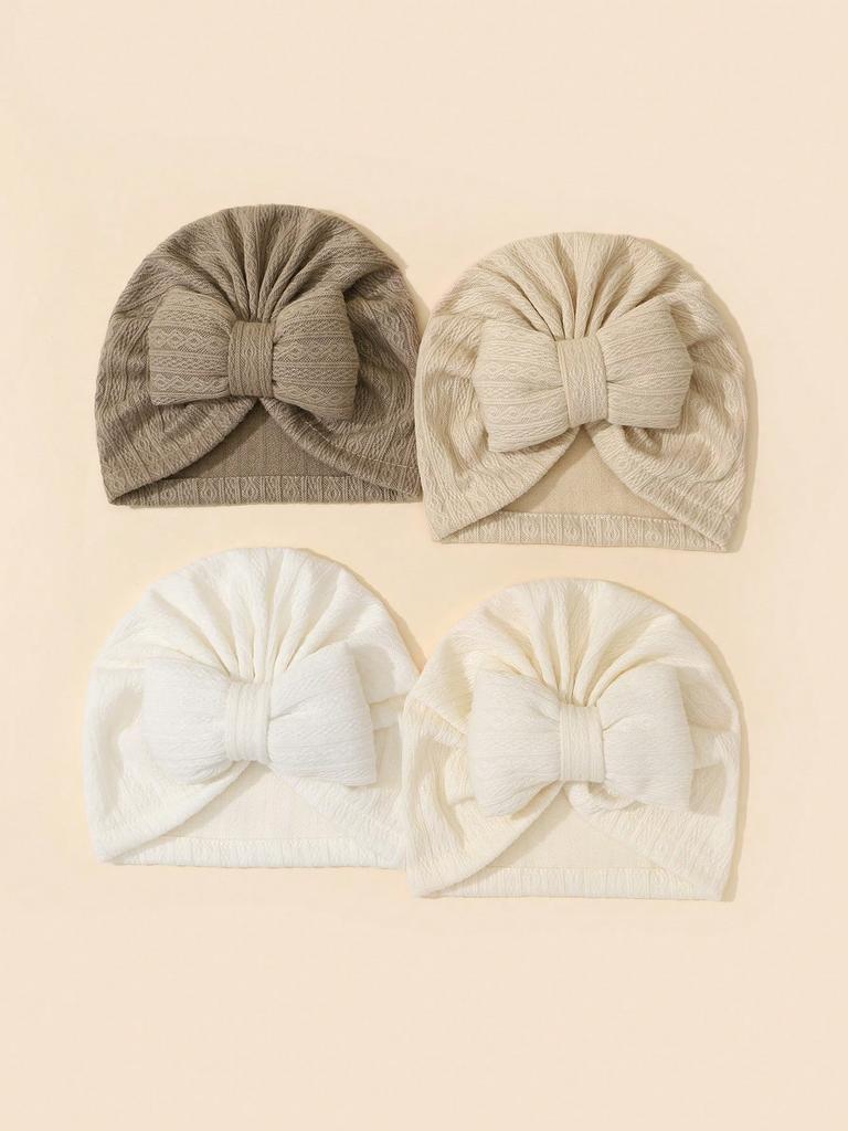 3pcs Cute Bowknot Baby Turban Hat Soft Newborn Baby Girls Indian Cap Spring Autumn Infant Boys Cap Beanies Headwrap