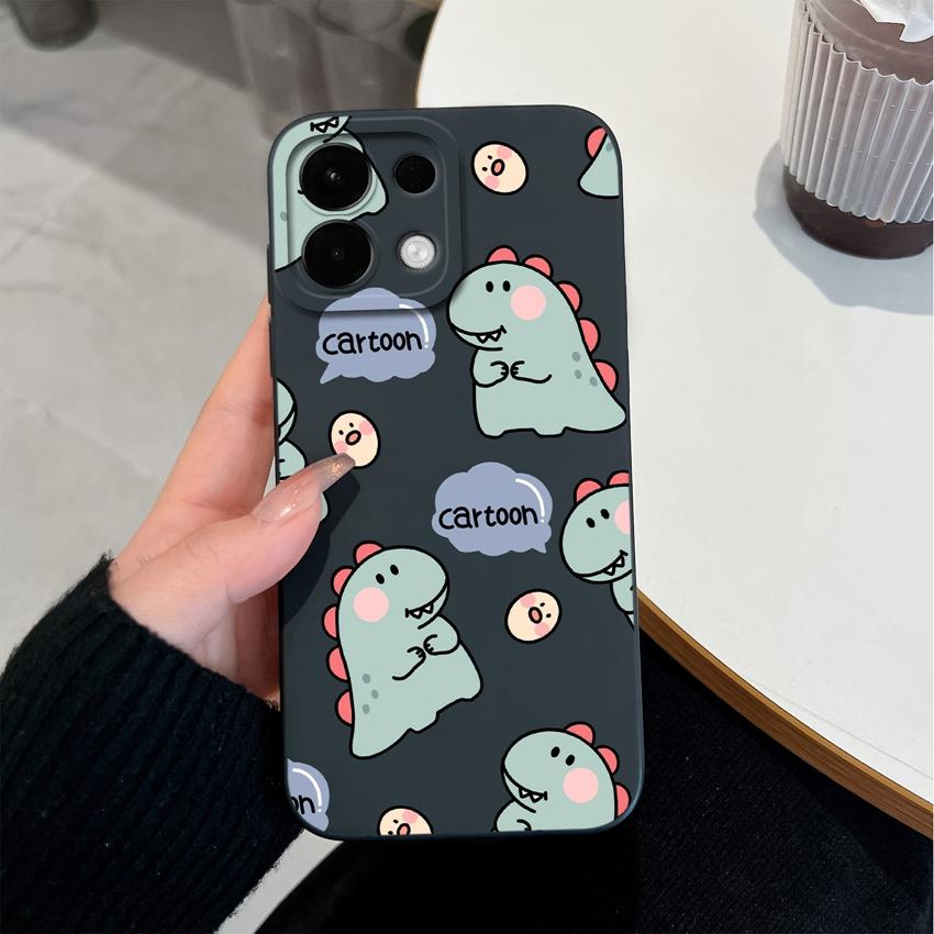 For Oppo Realme 7 10 8 9 5 6 Pro Plus K13 A5 A5X Phone Covers Cute Dinosaur Patterns Liquid Silicone Anti Drop Premium Protection Cases For Oppo Shell