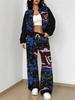 Retro Pattern Autumn And Winter New European And American Women'S Clothing Rose Printing Suit Women