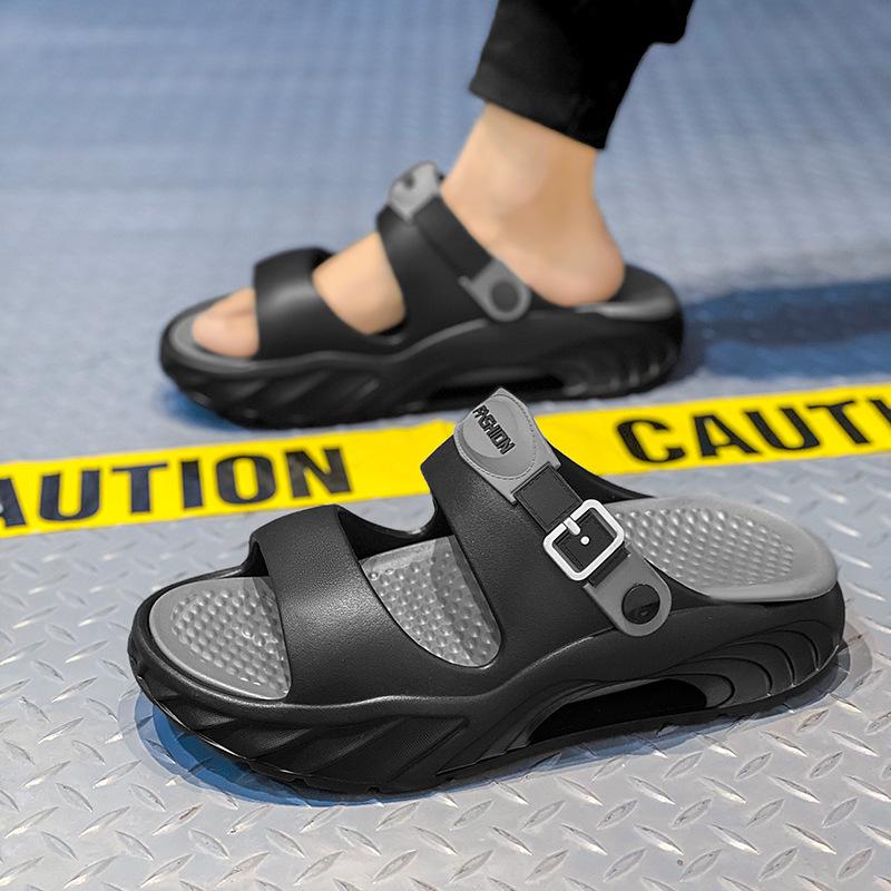Men's Trendy EVA Cross-Strap Sandals – Thick Sole for Outdoor Sports & Beach