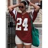 Women Streetwear Number 24 Print Round-Neck Fashion Short Sleeve T-Shirt Summer Baseball