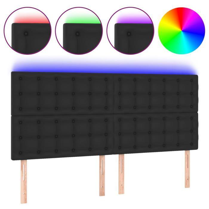 VidaXL Tête de Lit à LED Meuble de Chambre à Coucher Accessoire de Lit Double Tête de Cadre de Lit Intérieur Noir 3122532