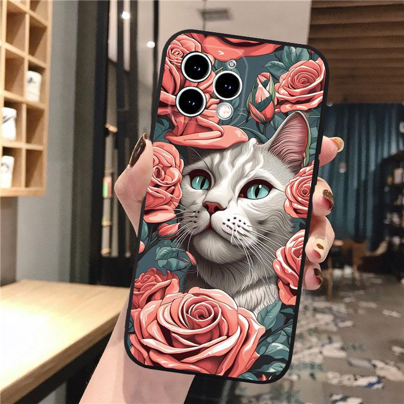 Pouzdro na telefon Cat Art pro iPhone Samsung Galaxy Redmi Xiaomi Oppo OnePlus Note SA 7 8 9 10 11 12 13 14 20 21 22 23 53 54 Pro Max Plus Ultra TPU Soft