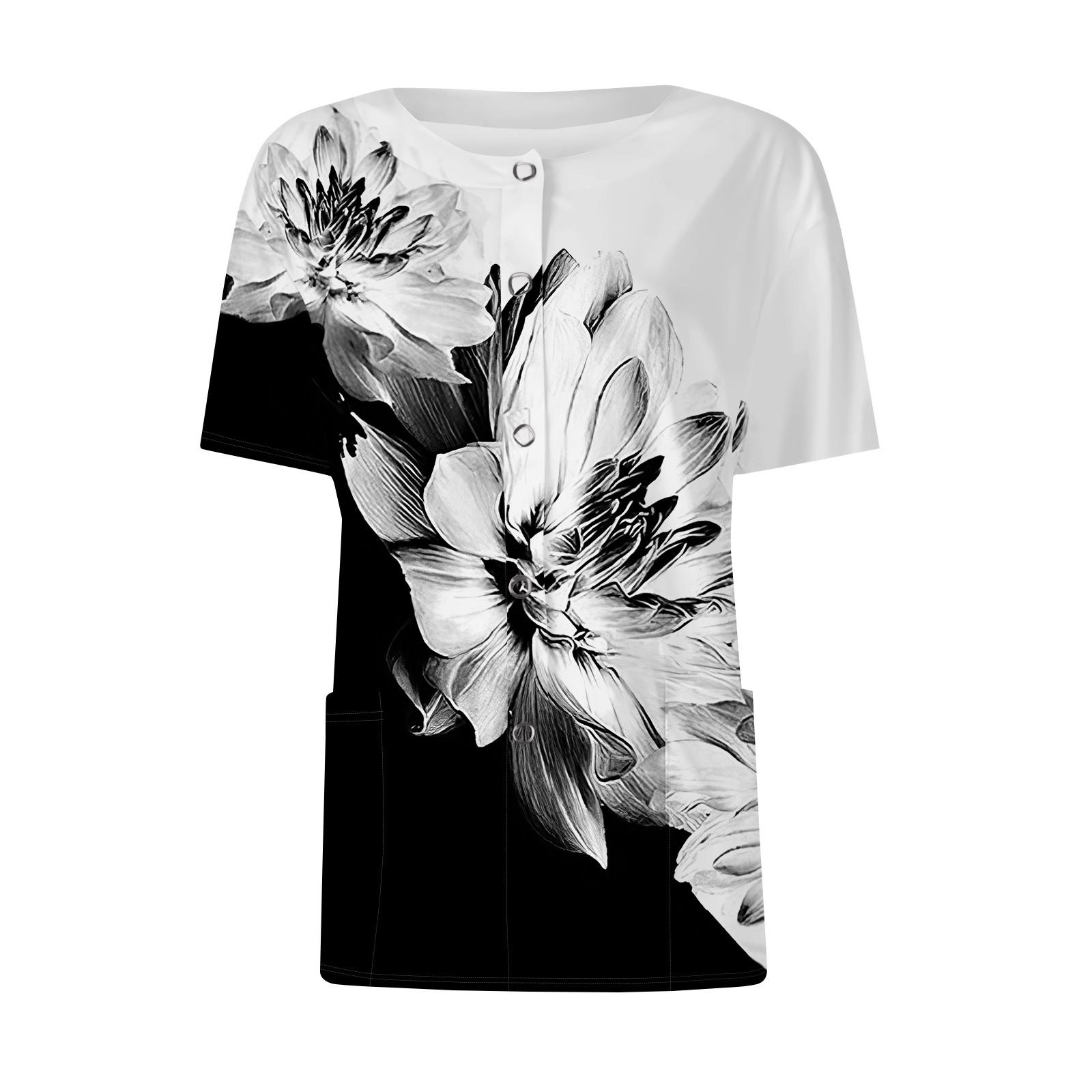 

Женские карманы с короткими рукавами и рисунком, воротник-стойка с рабочим принтом, однобортная защитная одежда, куртка-кардиган, топ M белый