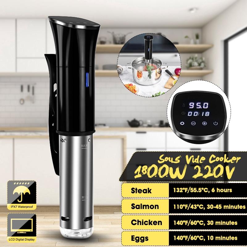1800W Stainless Steel Vacuum Slow Sous Vide Food Cooker 1800W Powerful Immersion Circulator LCD Digital Timer Display
