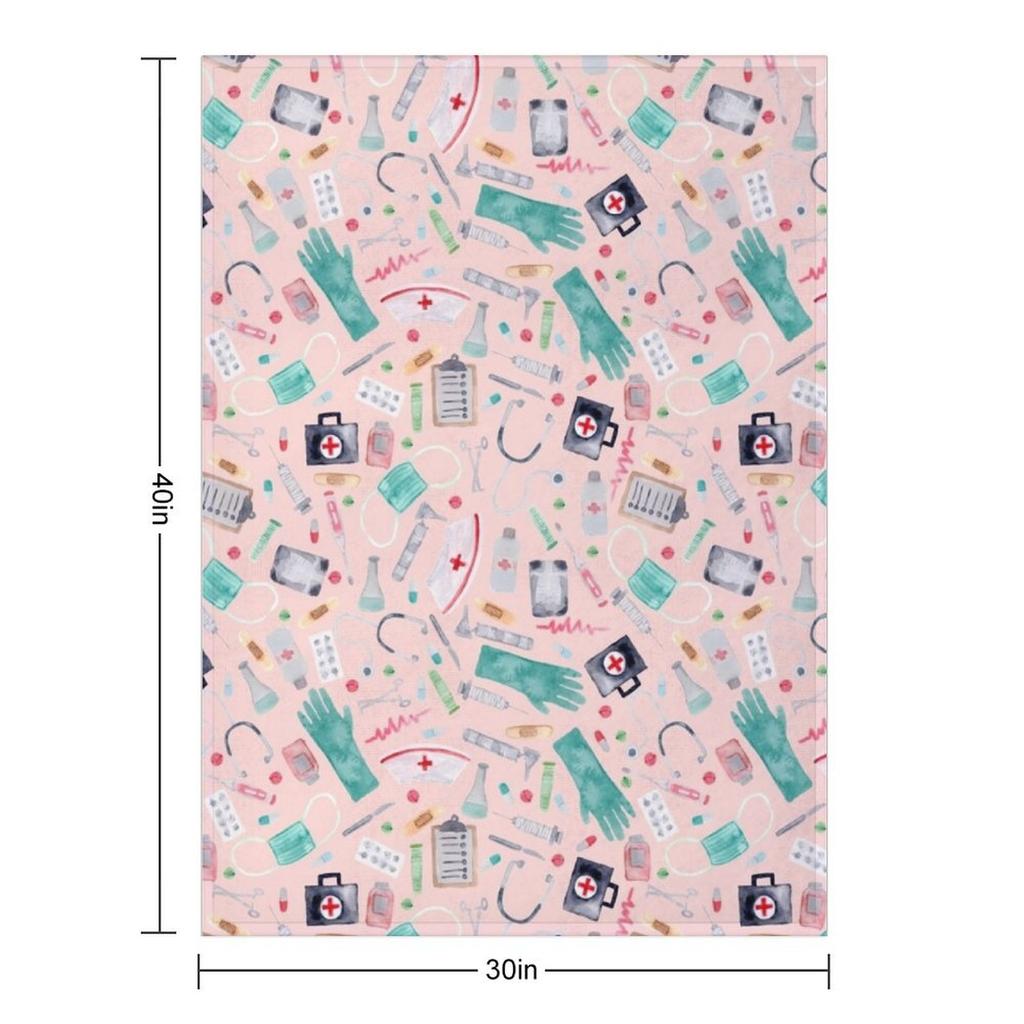 Medical Pattern Doctor Nurse Watercolor Pink Texture Throw Blanket Sleeping Bag Winter beds Bed Blankets For Baby Blankets