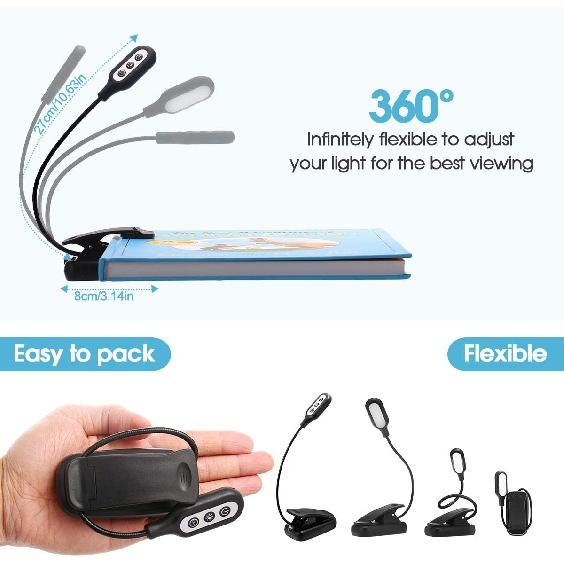 USB Rechargeable Table Lamp Flexible Adjust Clip On Reading LED Lights 3000K 3500K 4000K 5000K 6500K Dimmable Book Reading