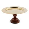 Vintage Metal Solid Wood Base Fruit Bowl Round Gold Storage Tray High Dried Fruit Dessert Plate Home Countertop Decorative Plate