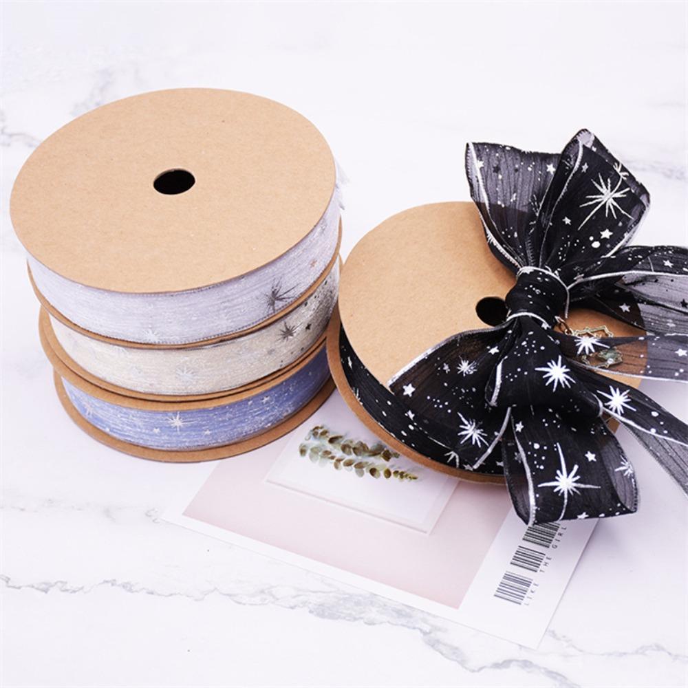 New Star Printed Starry Sky Ribbon 25mm Width Organza Gift Bouquet Wrap Ribbon DIY Festive Event Ribbon Gift Wrapping