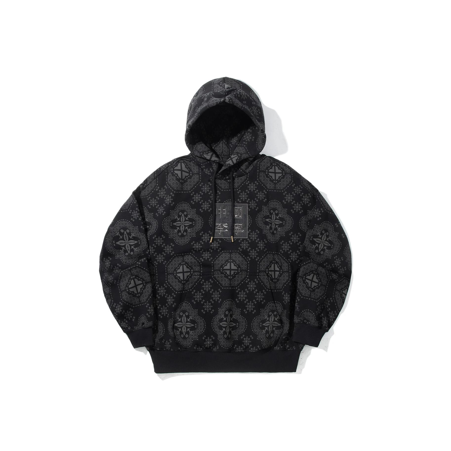 

Пуловер с капюшоном Li Ning свободного кроя с принтом по всей поверхности, удобный, универсальный, повседневный, простой свитшот, унисекс, AWDV829-2 S