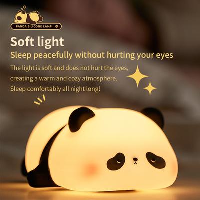 Veilleuse LED Panda pour Enfants Lampe Rechargeable à Capteur Tactile Silicone Lampe de Chevet Décor de Bureau de Chambre Cadeau de Vacances pour Enfant