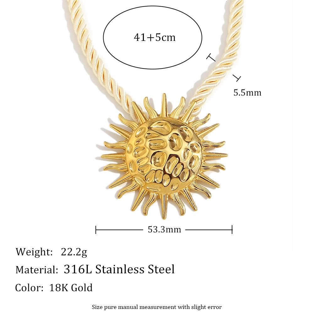 

E.B.belle Exaggerated Woven Thick Rope Sun Starfish Pendant Necklace PVD Plated Stainless Steel Summer Holiday Jewelry
