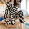 Women's Long-Sleeve Cartoon Pajama Set - Cute Korean Style Homewear for Autumn, Winter, Spring - Plus Size Available