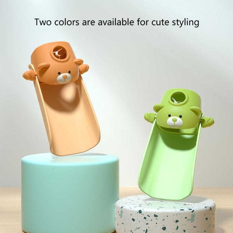 Child Friendly Bear Sink Faucet Extension with Heat Sensitive Feature Cartoon Bear Silicone Faucet Extender for Bathroom