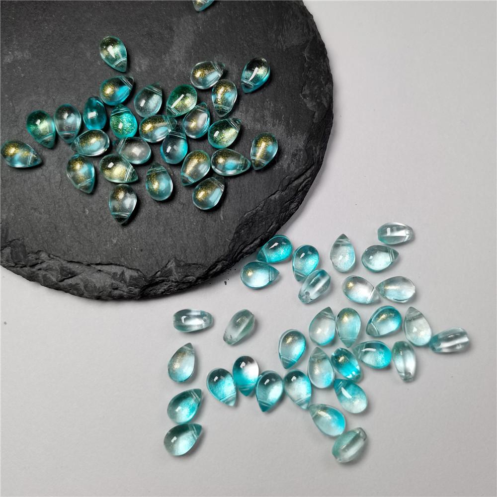 30Pcs Gradient Color 6x9mm Water Drop Shape Beads Czech Glass Beads For Jewelry Making DIY Handmade Hairpin Craft Accessories