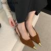 Fashion SUOJIALUN 2025 Spring New Brand Women Sandal Fashion Pointed Toe Shallow Slip On Ladies Slingback Shoes Thin High Heel Dress Pum