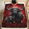 1PC Red Rose Animals Print Flannel Blanket, High Quality All Seasons, Home Decor, Warmth and Comfort, Perfect for Christmas Gifts