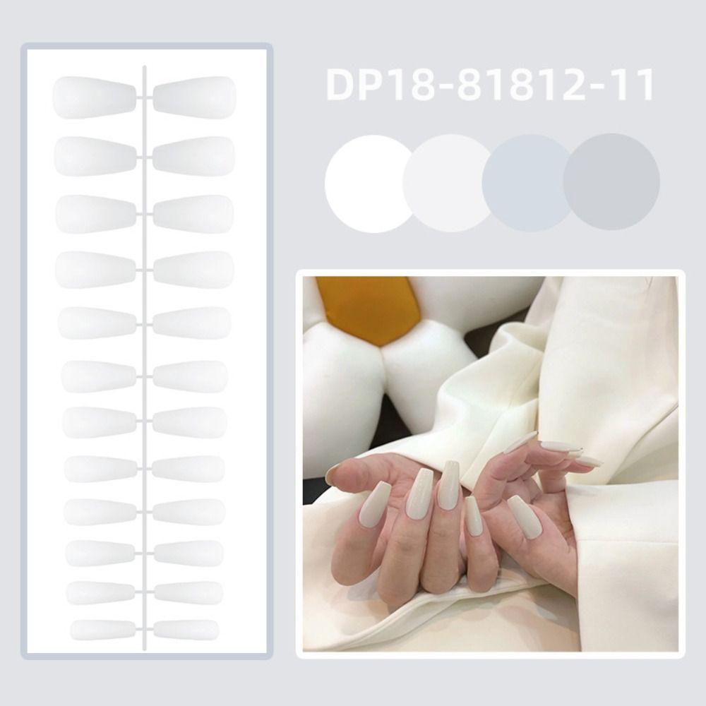 24Pcs Wearable Solid Color Fake Nails Detachable Press-on Nails Short Trapezoid False Nails Women