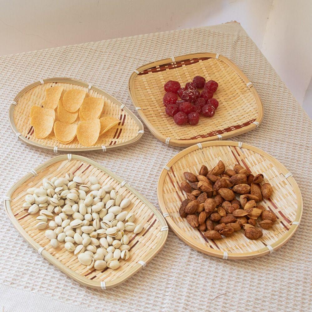 Vegetable Food Storage Basket Bread Round Snack Basket Rustic Woven Basket  for Fruit Vegetables