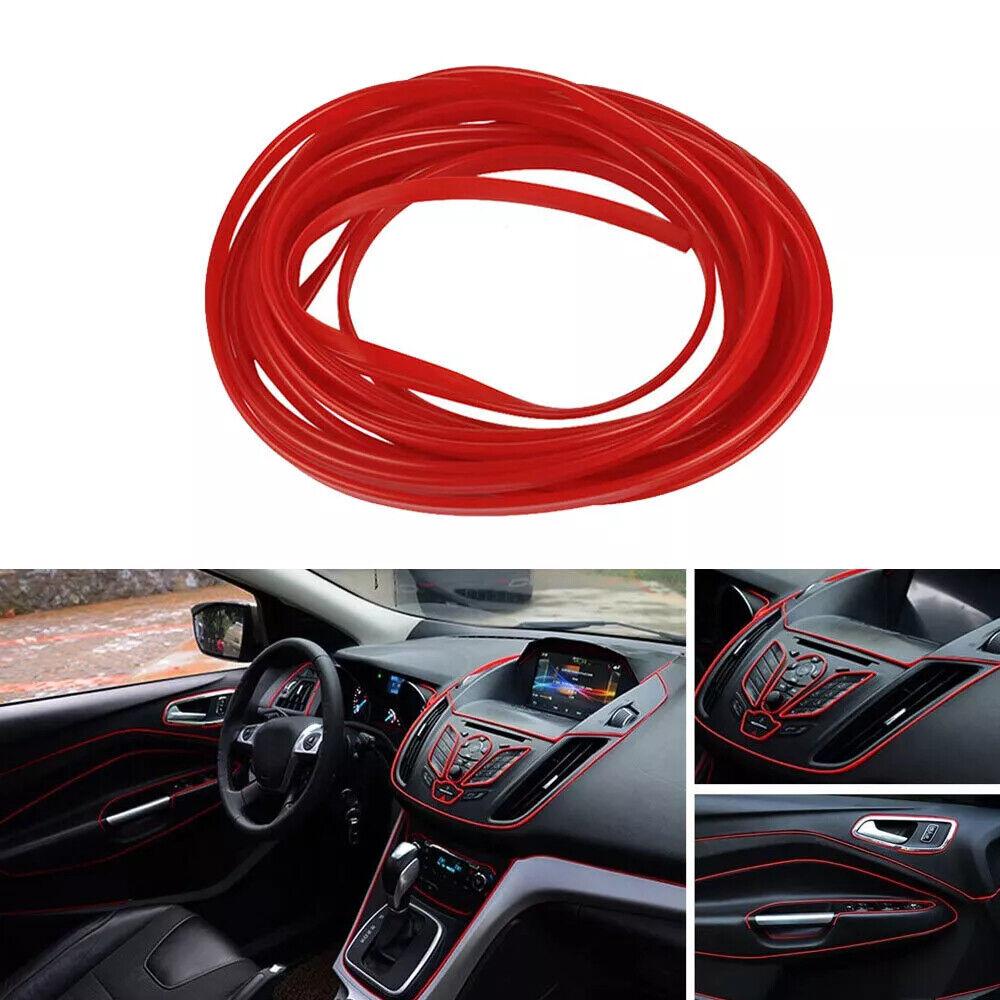 Red 16ft Car Interior Door Gap Edge Line Molding Trim Strip Decorate Accessories