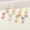 7PCS Ornaments Rhinestone Butterfly Keychain Pendant Key Ring Sweet Crystal Bow Key Chain  Bag Decor