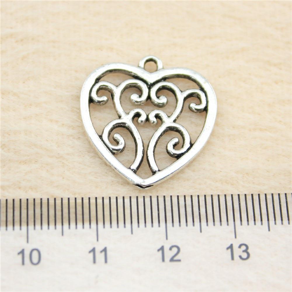 

WYISYWG 10 шт., очаровательные ювелирные изделия, сердце 22x21 мм для DIY ювелирных изделий, ручная работа, ремесло B10676 античный серебряного