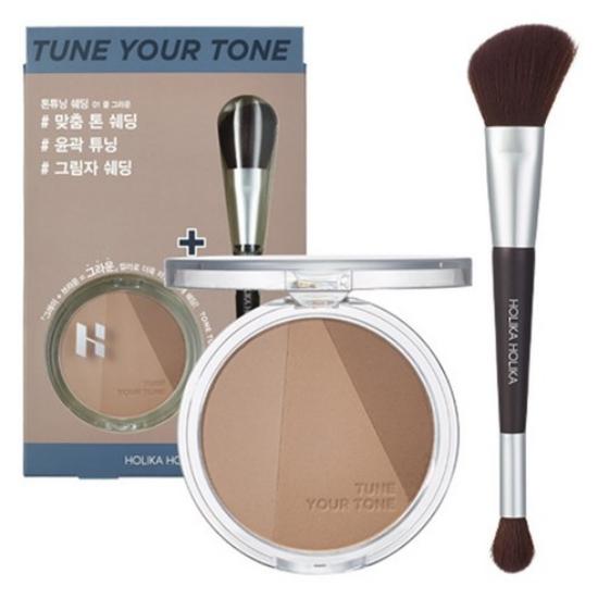 Holika Holika Tone Tuning Shading + Brush Set 01 Cool Ground Contour Powder 01 Cool Ground