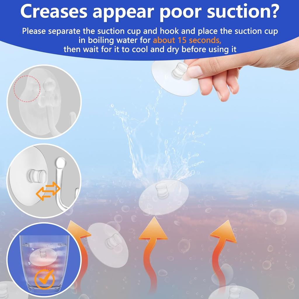 20Pack Suction Cup Hooks 1.2Inch Clear PVC Suction Cups Hooks, Removable and Reble Utility Hooks for Glass Windows, Mirrors, Doors, Tiles, Shower,