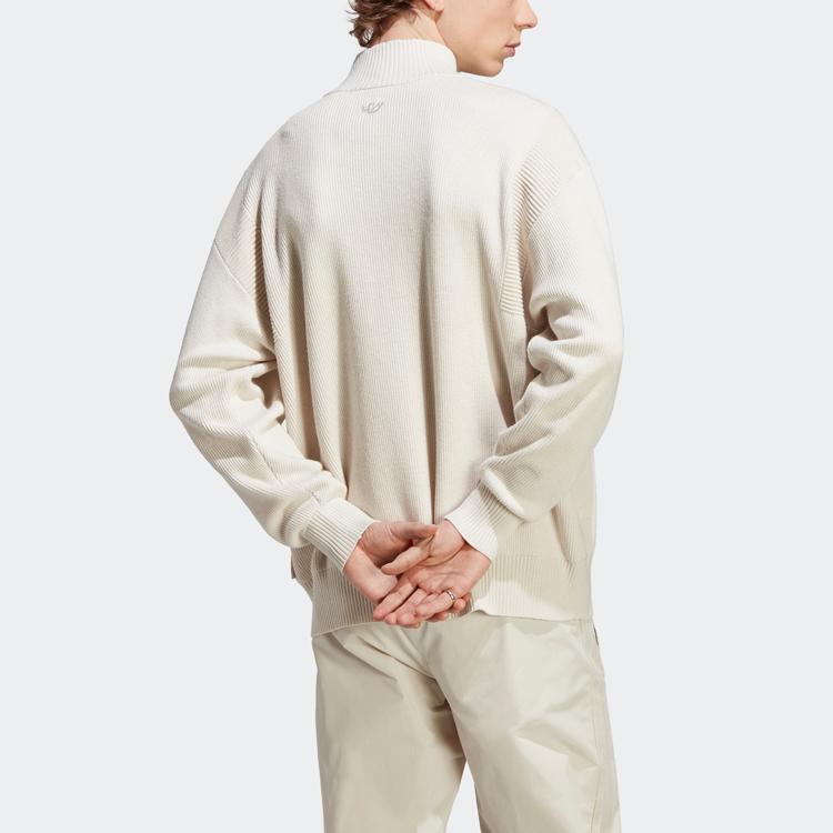 Adidas Originals Trefoil Club Knit Pullover Sweater With Solid Color Logo Men Tops Alumina-Brown IA2480