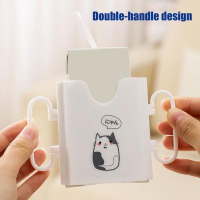 Foldable Milk Carton Holder with Dual Handles Leak-Proof Heat-Resistant Cup Sleeve for Juice Boxes Cute Portable Drink Carrier for Toddlers Travel