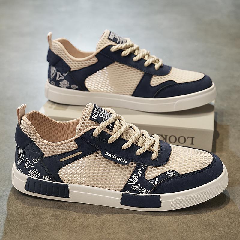 Large size hollow fashion board shoes men's 2025 new comfortable mesh shoes lightweight trend versatile casual shoes