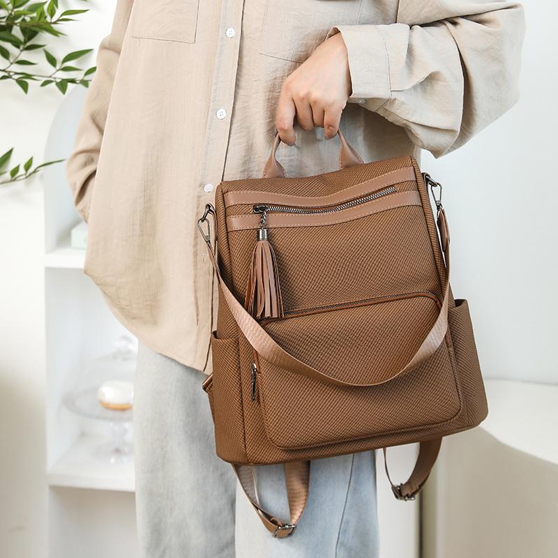 Women's Convertible PU Backpack - Multi-Way Tassel Shoulder Bag for Daily/Travel (Multi-Color Options)