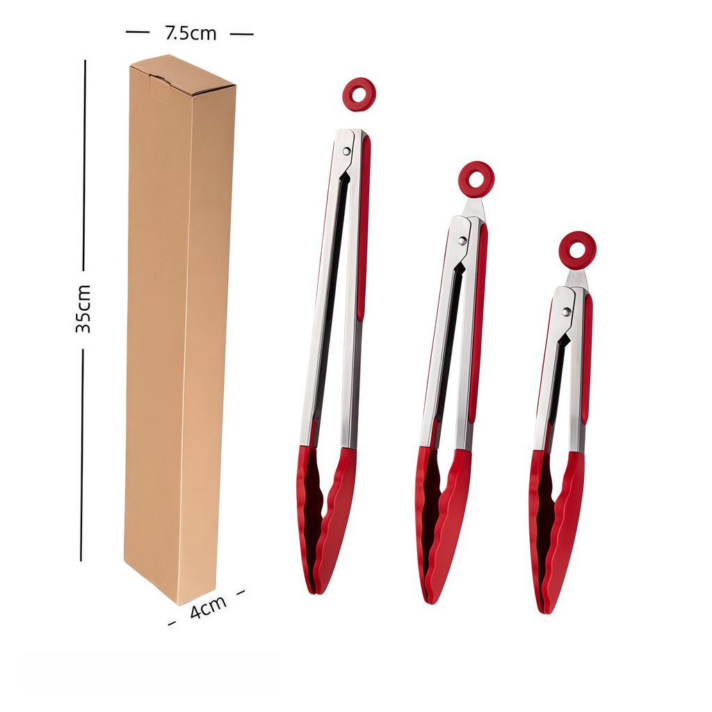 High-Temperature Resistant Stainless Steel Silicone Kitchen Tongs for Stir-Frying and Grilling